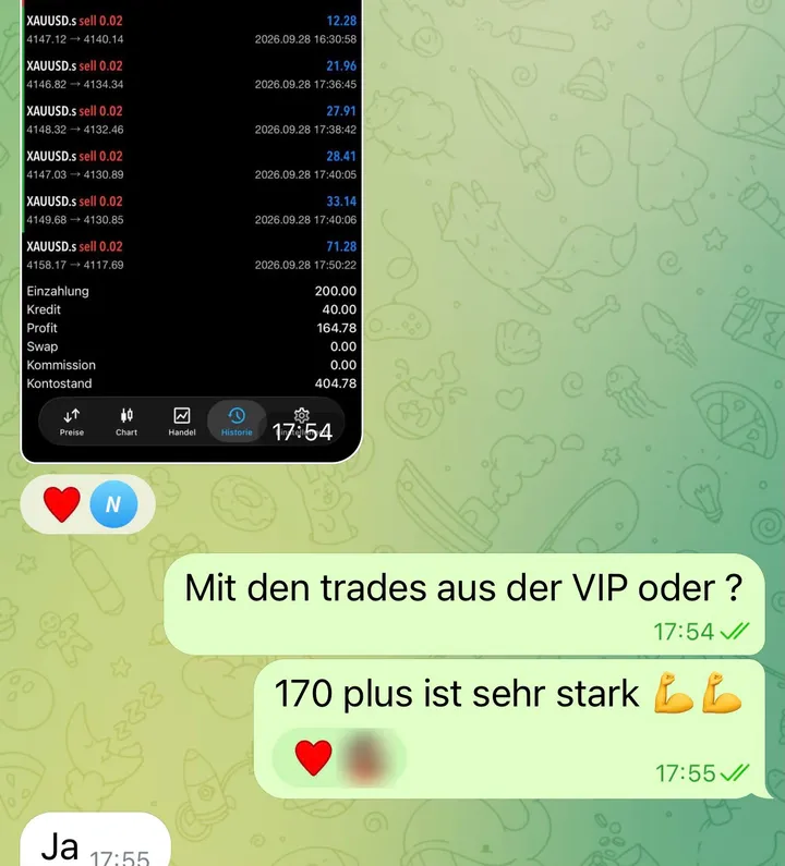 Trade-Historie eines Mitglieds mit 170 Euro Plus