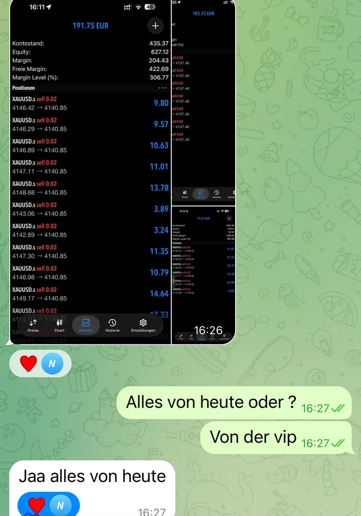 Trade-Historie eines Mitglieds mit Trades aus der VIP