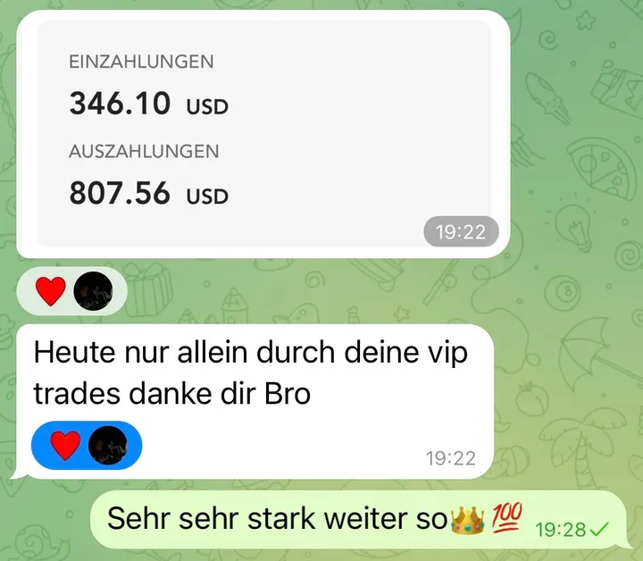 Konto eines Mitglieds: 346 Dollar eingezahlt, 807 Dollar ausgezahlt